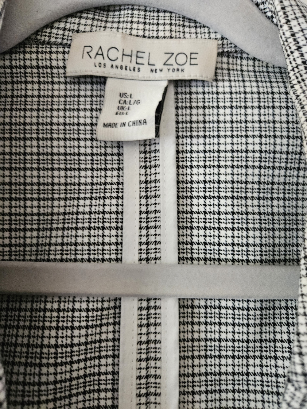 Rachel Zoe Black and White Checked Long Blazer - Picture 4 of 4
